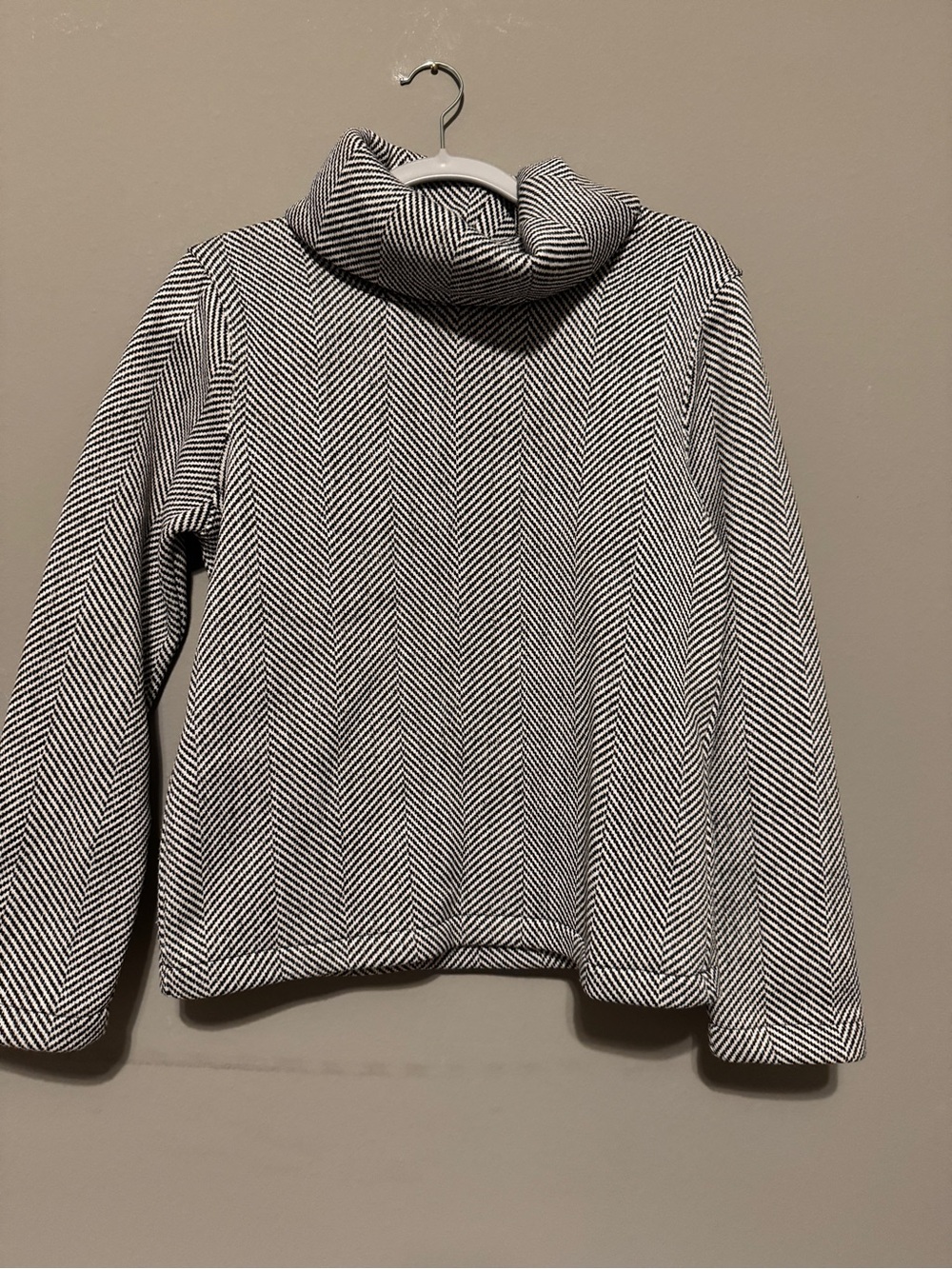 J. Crew Black & White Chevron Cowl Neck Sweater